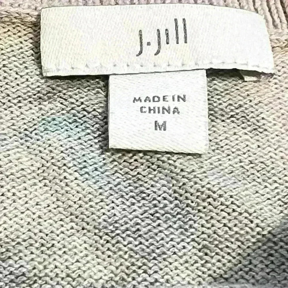 J Jill Women’s Palm Leaf Printed Sweater Pullover Size Med Lightweight Casual - Picture 6 of 7